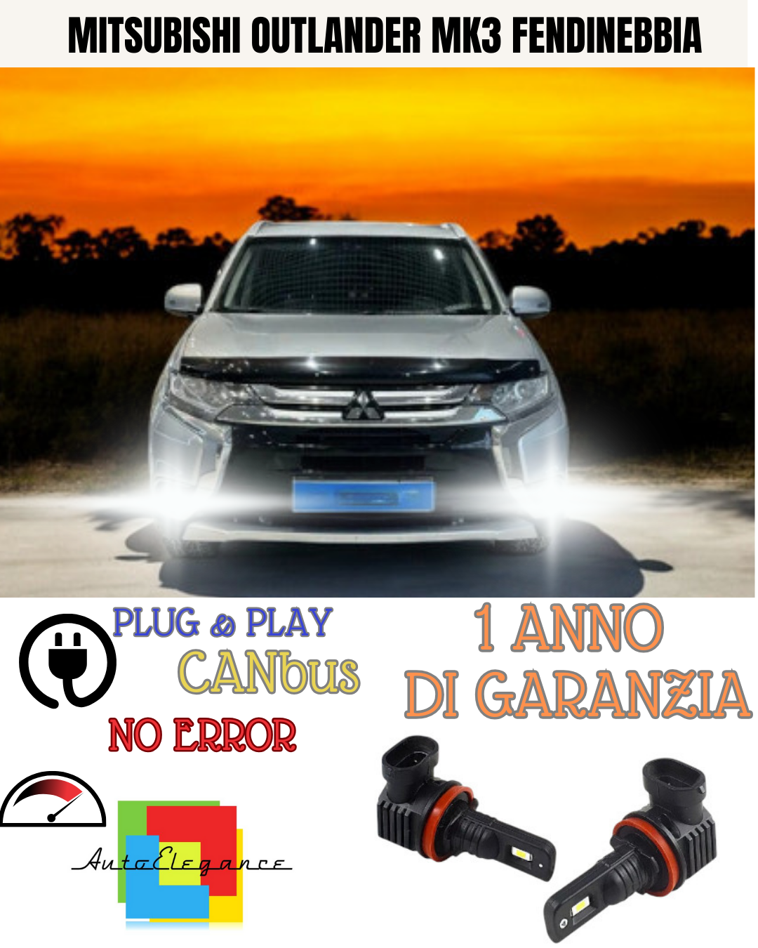 KIT LED H11 MITSUBISHI OUTLANDER MK3 6000K BIANCO FENDINEBBIA