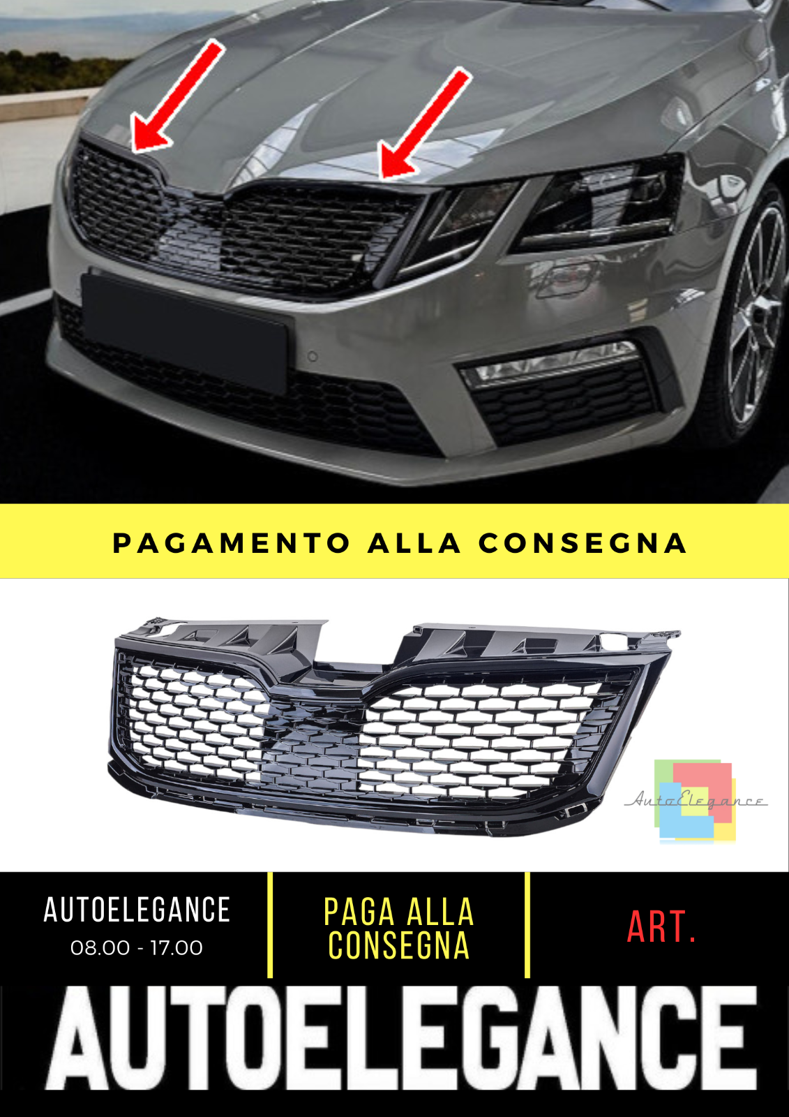 ⭐Griglia sportiva design a nido d'ape adatto per Skoda Octavia 5EFacelift 17-20⭐