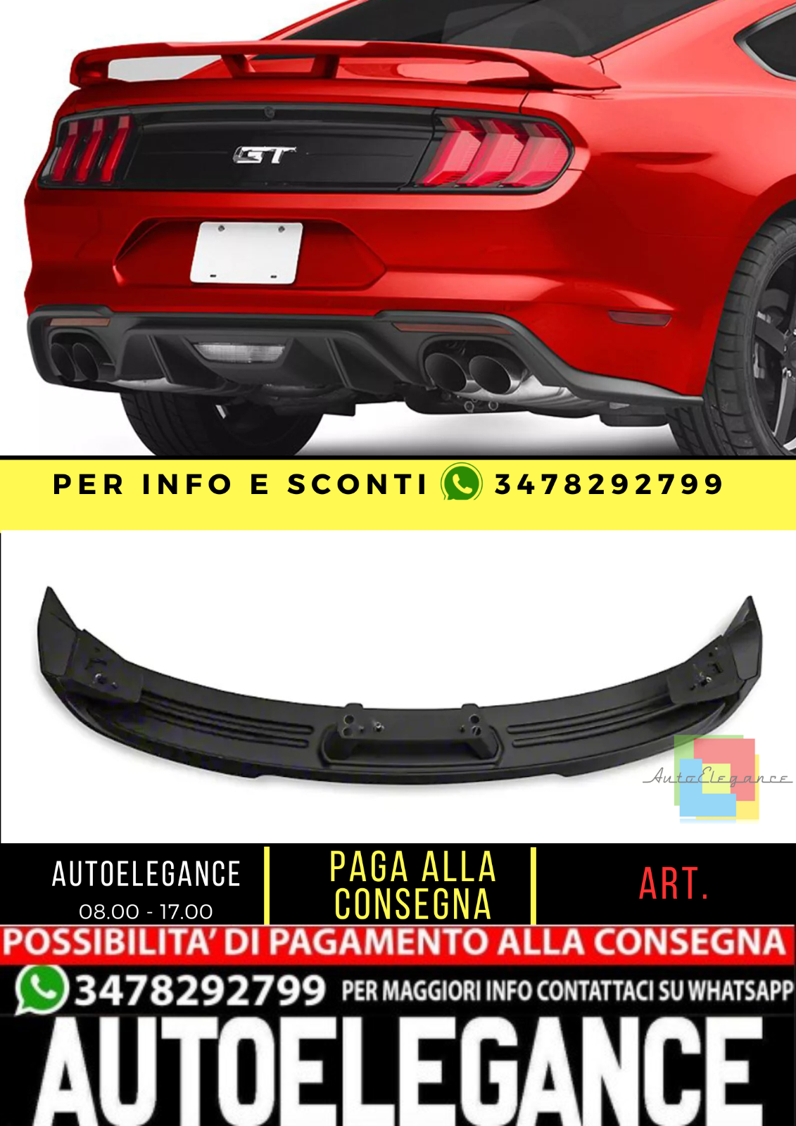 😁Spoiler posteriore adatta per Mustang 15-20 😁