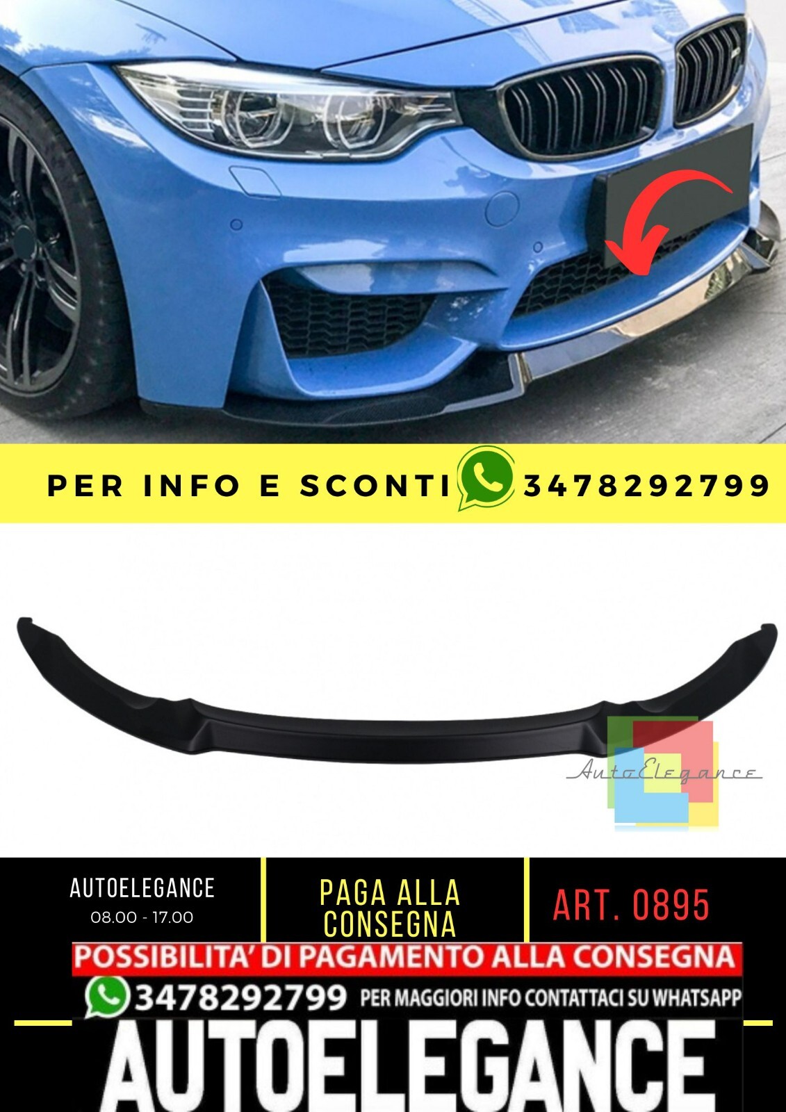 Spoiler anteriore adatto per BMW F80 M3 Berlina F82 M4 Coup&eacute; F83 M4 Cabrio