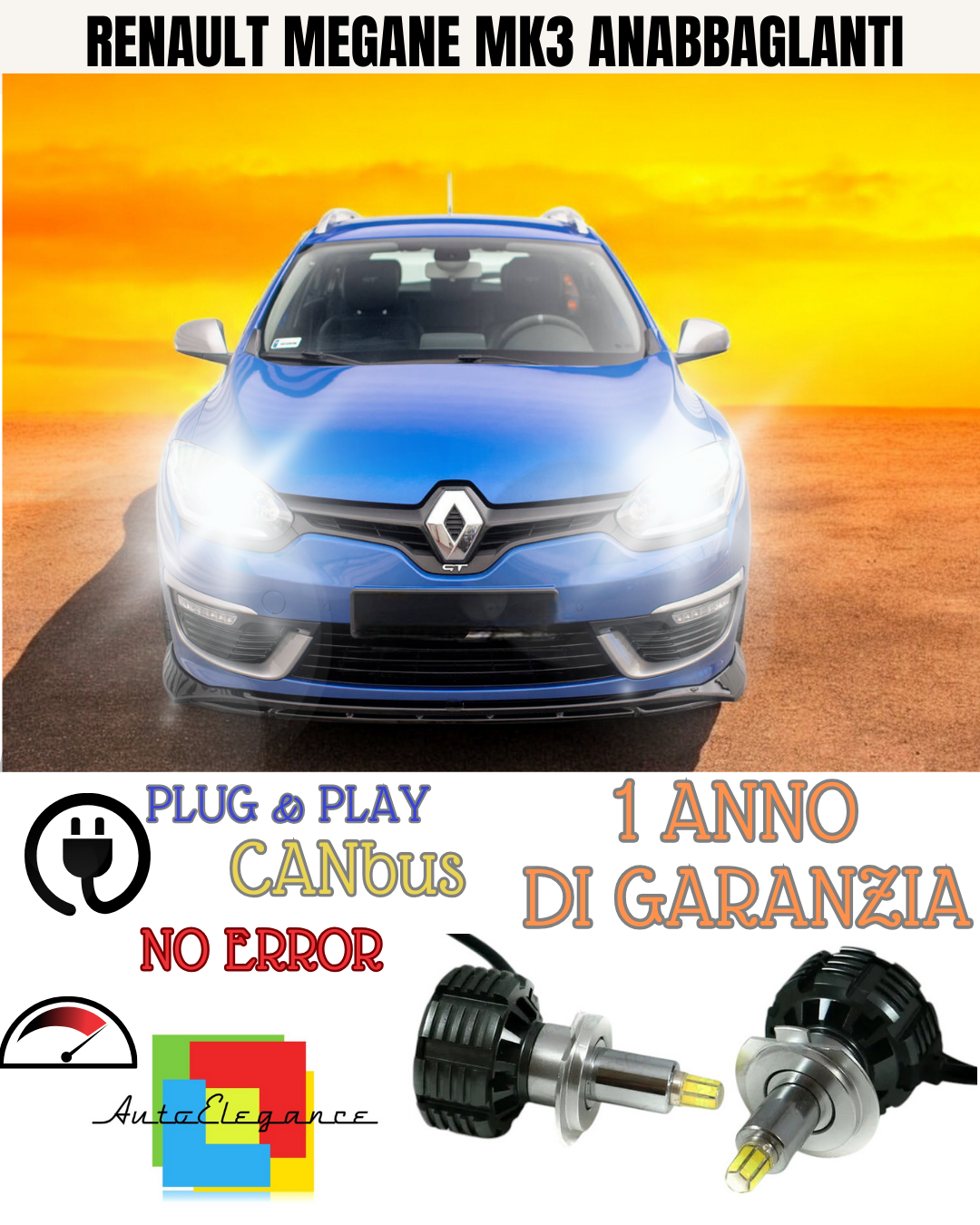 KIT FULL LED ANABBAGLIANTI H7 6000K LED CANBUS PER LENTICOLARI 360 RENAULT