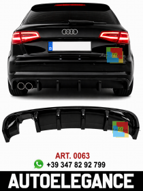 ✨ 0063 DIFFUSORE ADATTO PER AUDI A3 8V RS3 12-16 LOOOK NERO LUCIDO 2SX SPORTIVO✨