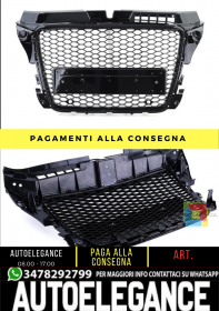 Griglia Anteriore RS3 Look per Audi A3 (8P) Facelift 08-13 Nero Lucido