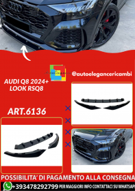 ART.6136 Splitter delantero Audi Q8 2024+ Look RSQ8 negro brillante