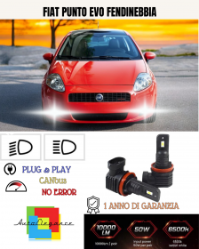 KIT LED H11 FIAT PUNTO EVO FENDINEBBIA 6000K BIANCO 6000 LUMEN