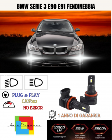 KIT LED H11 BMW SERIE 3 E90 E91 FENDINEBBIA 6000K BIANCO 6000 LUMEN
