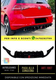 ✨ DIFFUSORE POSTERIORE ADATTO PER VW GOLF MK7 VII CON LUCE DI PARCHEGGIO✨