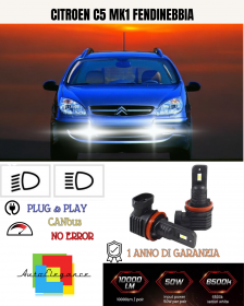 KIT LED H8 CITROEN C5 MK1 FENDINEBBIA 6000K BIANCO 6000 LUMEN