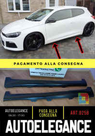⭐0258 MINIGONNE  PER VW SCIROCCO DAL 2008+ SPOILER SOTTO PORTA ABS LOOK RLINE⭐