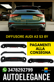 ⭐Diffusore paraurti posteriore adatto per Audi A3 8Y Hatchback S-Line S3 2020⭐