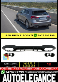 ⭐Diffusore paraurti posteriore per Mercedes A W177 Hatchback 2018+ Cromo Scaric⭐