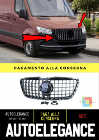 ⭐Griglia Sport Cromo Nero Lucido per Mercedes Sprinter W907 910 PANAMERICANA⭐