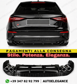 💕ART. 1085 DIFFUSORE AUDI A3 8Y 2020-2024 SPORTBACK BERLINA LOOK S3 💕