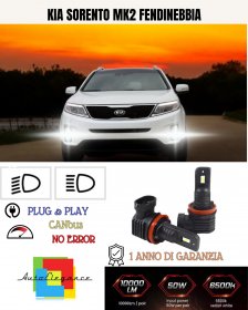 KIT LED H8 KIA SORENTO MK2 FENDINEBBIA 6000K BIANCO 6000 LUMEN